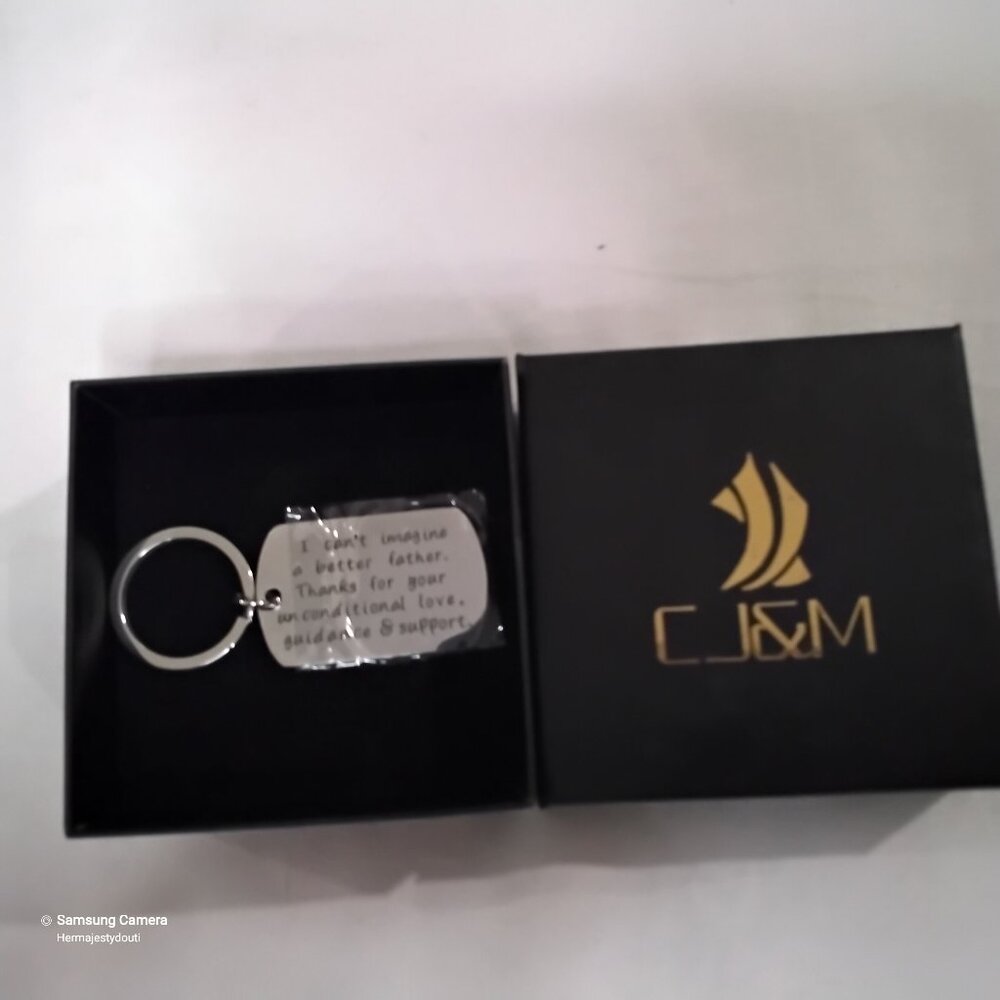 Stainless Steel Engraved Dog Tag Father's Day Key Chain Pendant Dad NIB